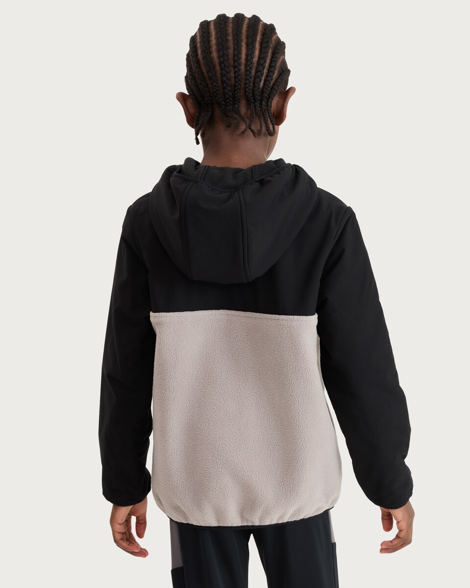 image 1 of F&F Active Boys TECHSPORT Fleece Colour Block Half Zip Jacket in Stone