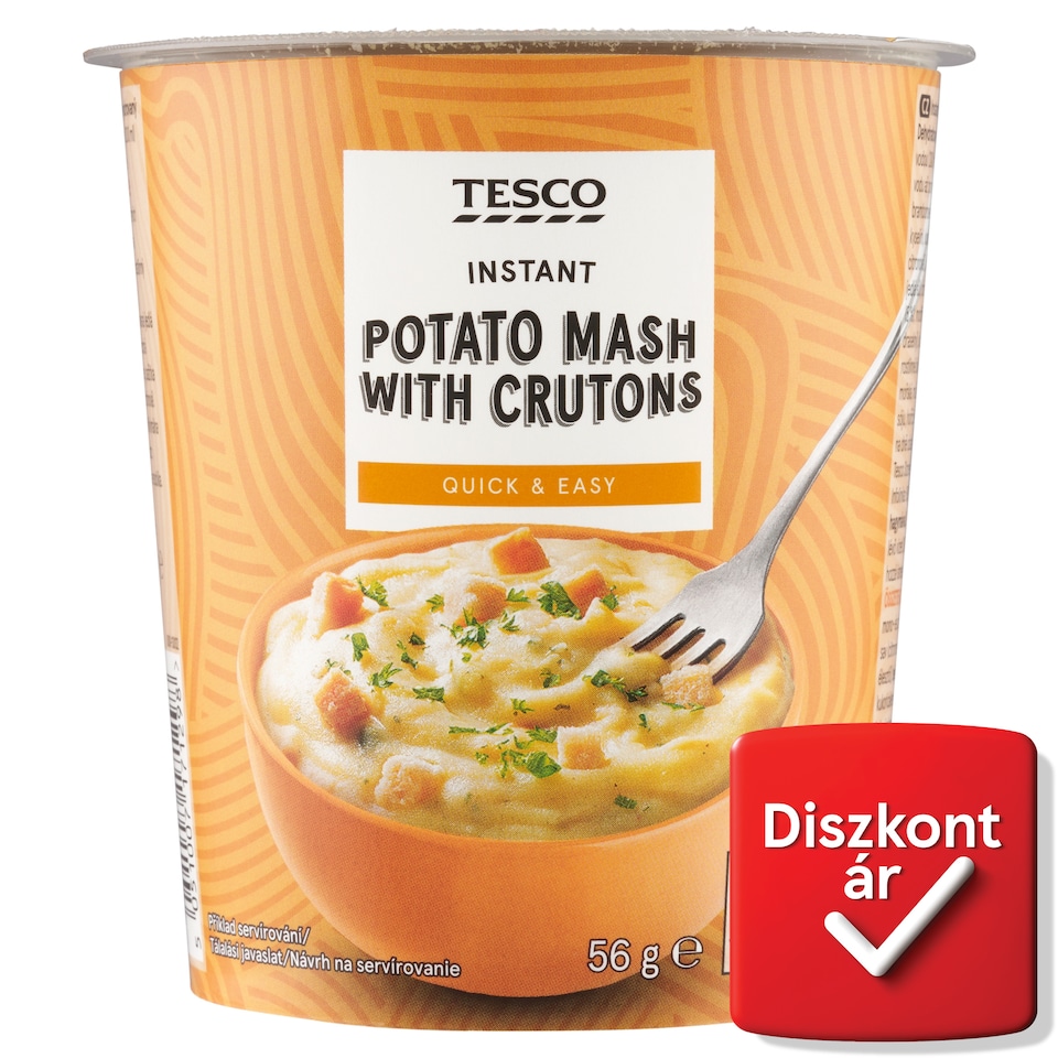 Tesco instant burgonyapüré krutonnal és pirított hagymával 56 g