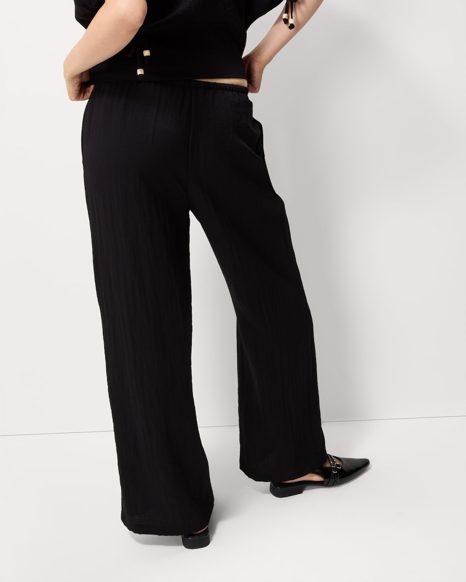 image 1 of F&F Textured Wide Leg Trousers in Black