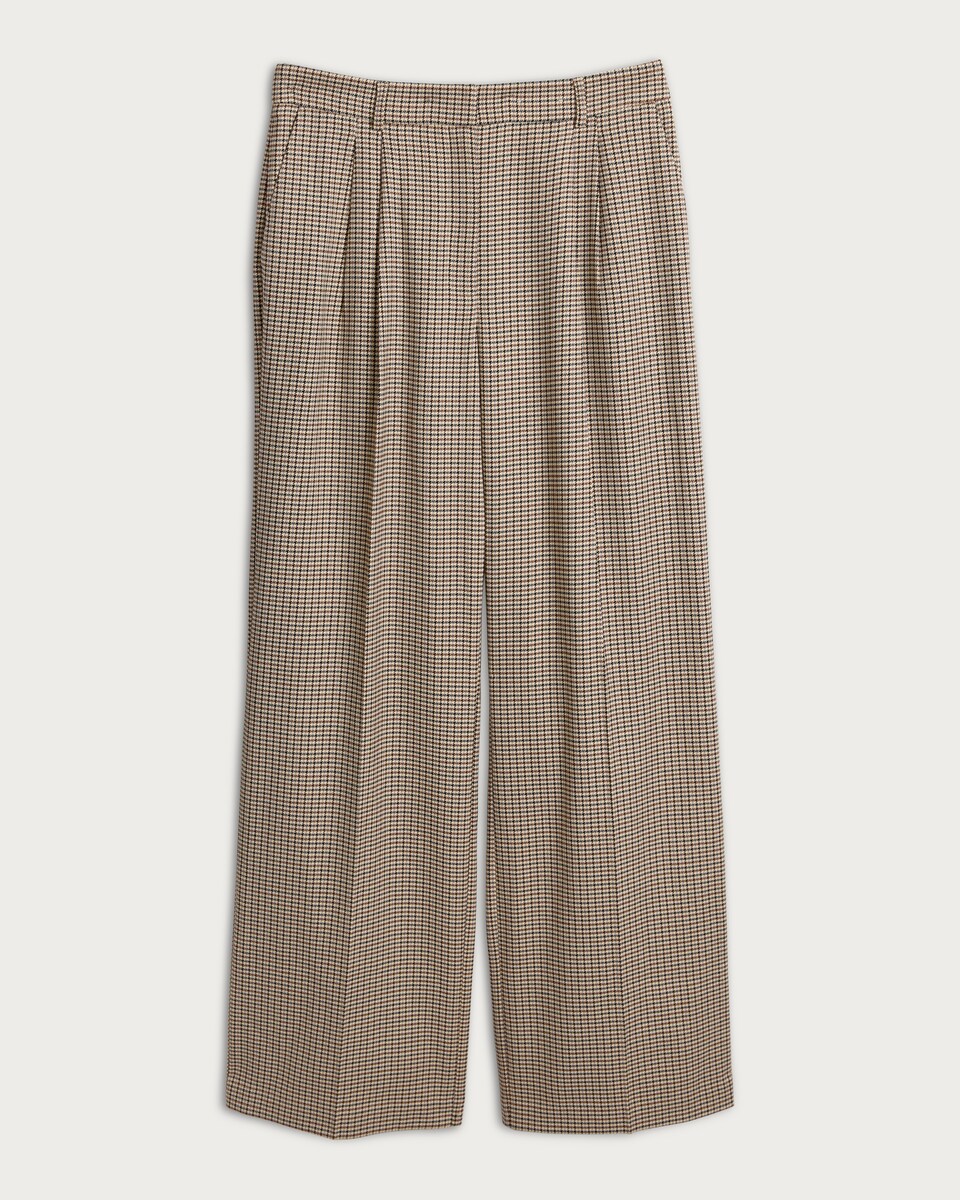image 1 of The F&F Edit Checked Wide Leg Trousers in Brown