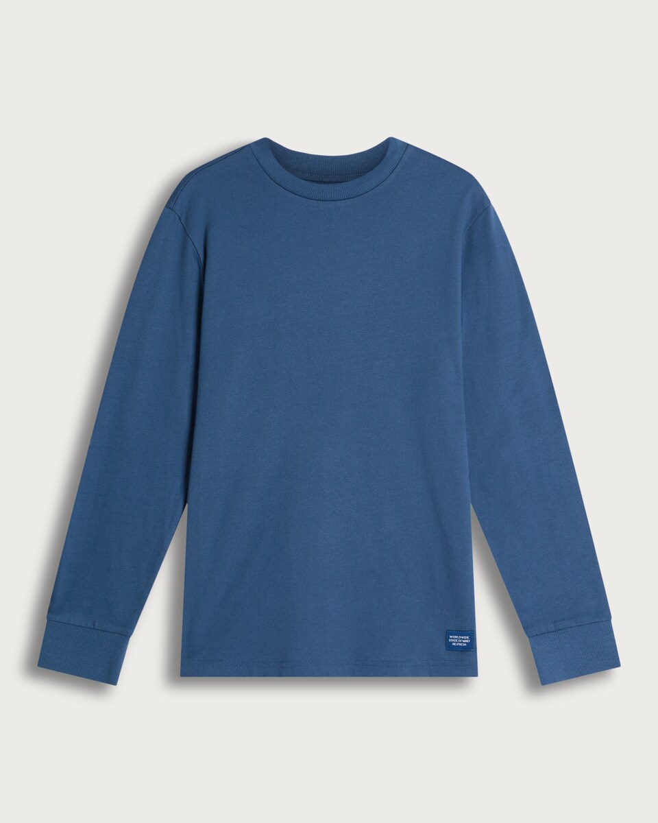 image 1 of F&F Boys Pure Cotton Long Sleeved T-Shirt in Blue