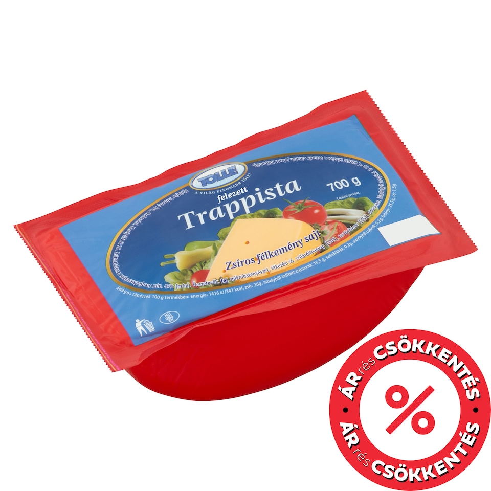 Tolle Trappista felezett zsíros félkemény sajt 700 g