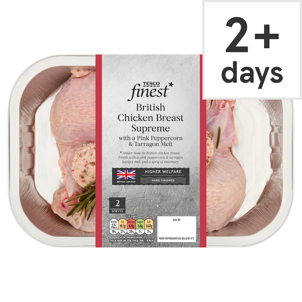 Tesco Finest British Chicken Breast Supreme with a pink peppercorn & Tarragon melt 530g