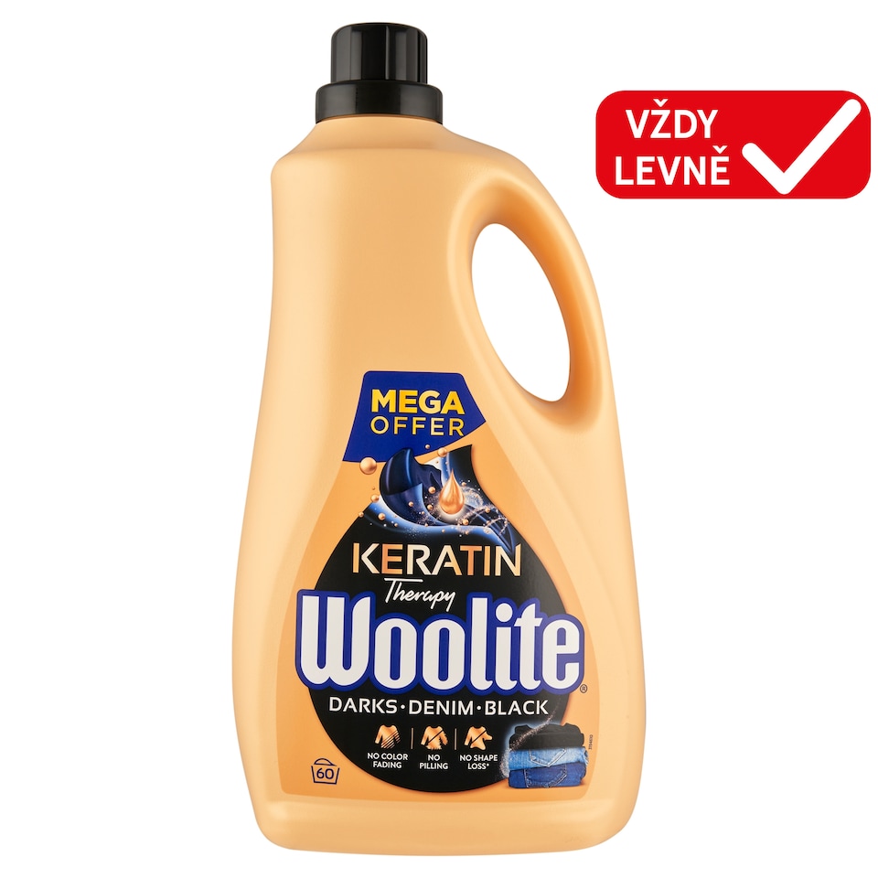 Obrázek 1 pro produkt Woolite Keratin Therapy Darks Denim Black tekutý prací přípravek s keratinem 60 praní 3,6l