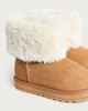 image 3 of F&F Girls Faux Fur Lined Boot Slippers in Tan