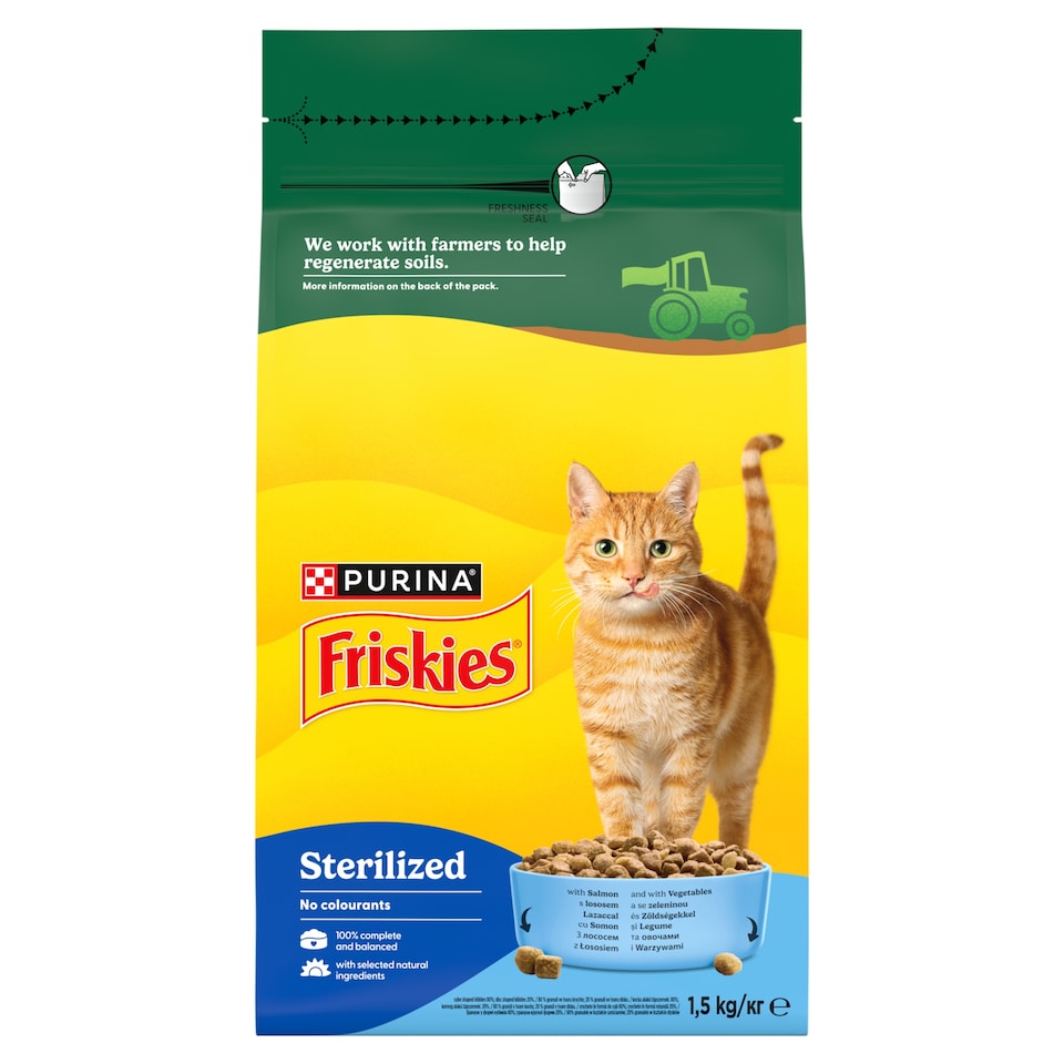 image 1 of Purina Friskies Sterile Dry Cat Food with Salmon and Vegetables 1,5 kg