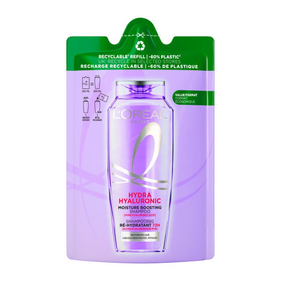 ĽOréal Paris Elseve Hyaluron Plump sampon utántöltő, 250 ml