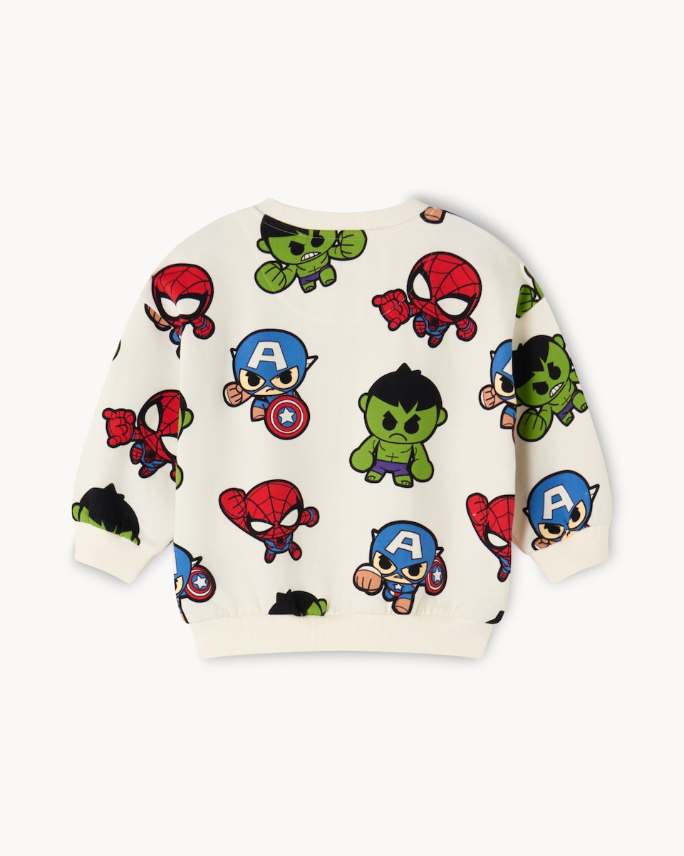 image 1 of Marvel Cotton Rich Sweatshirt in Cream
