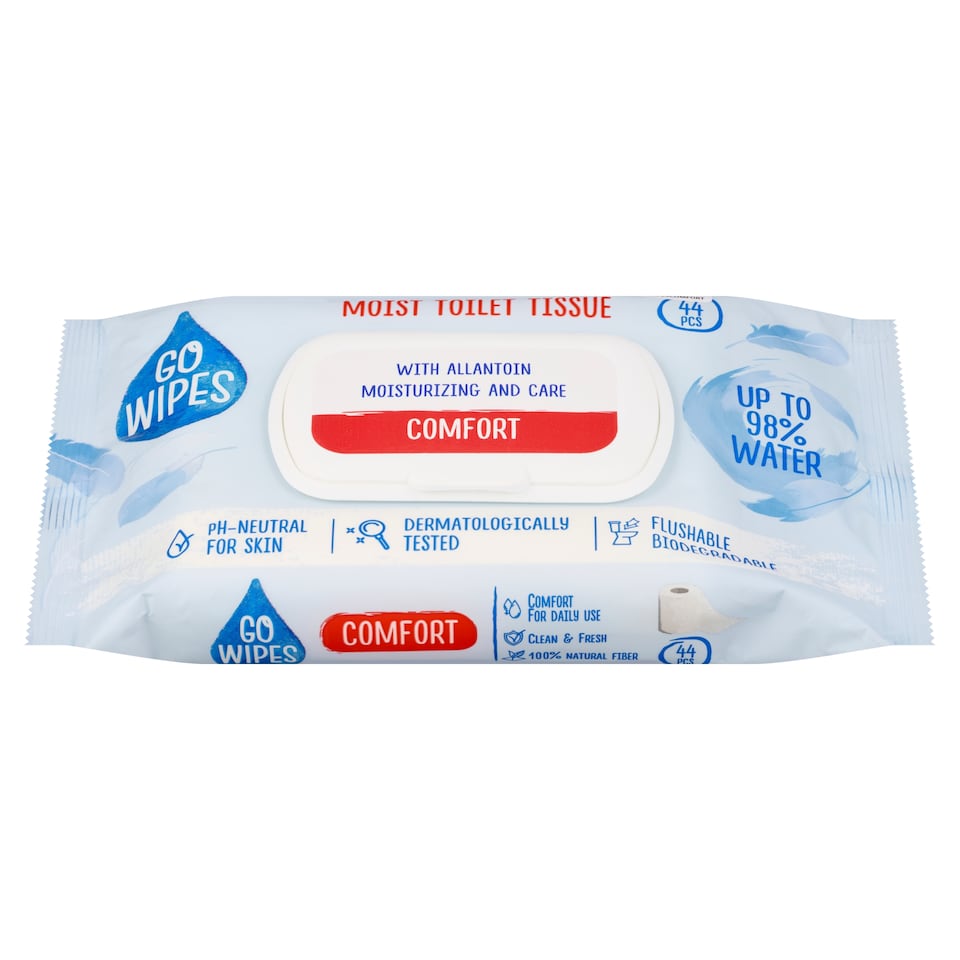 image 1 of Go Wipes Comfort Wet Toilet Paper 44 pcs