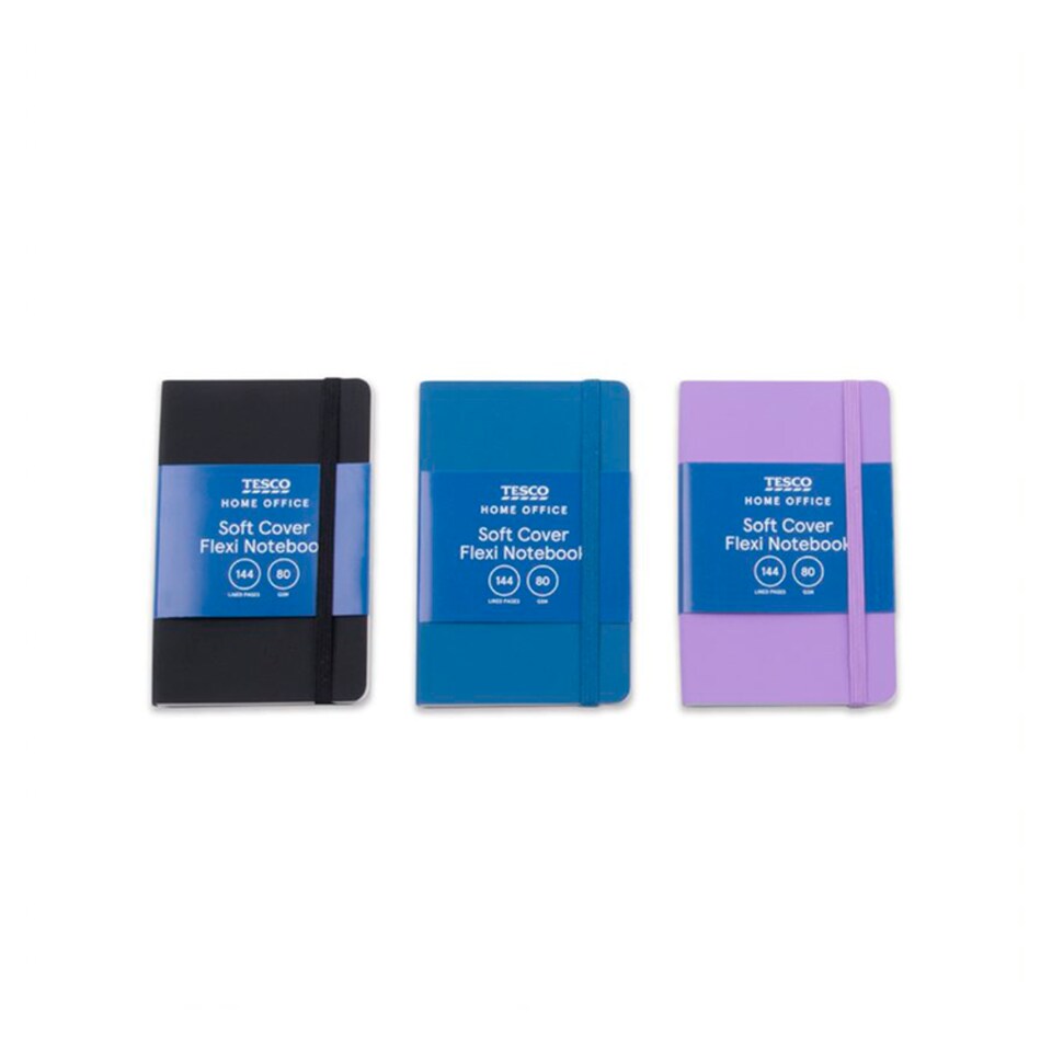 Tesco Small Flexible Notebook 144 Pages Assorted