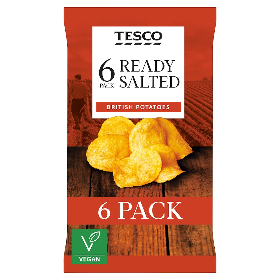 Tesco Ready Salted Crisps 6X25g