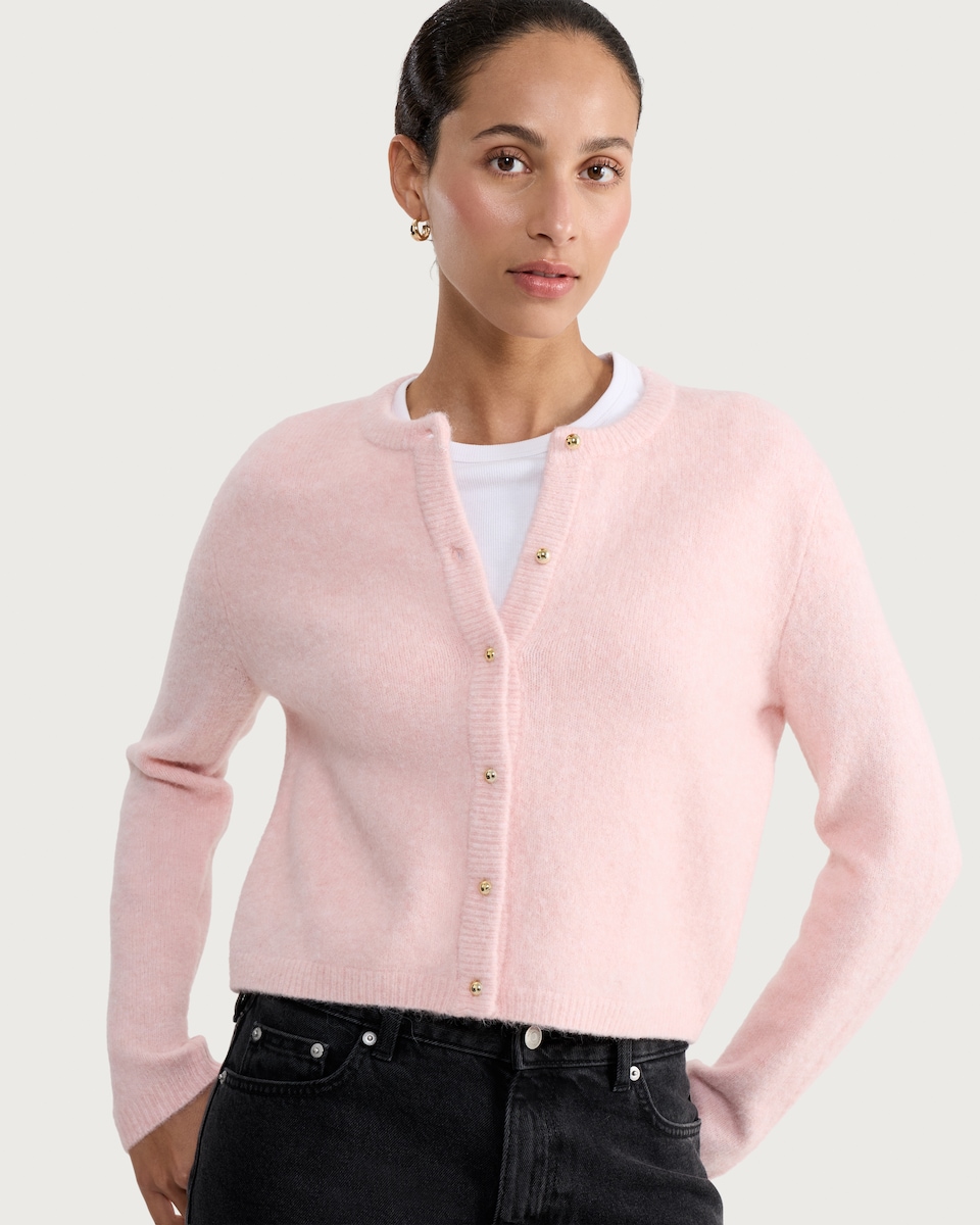image 1 of F&F Knitted Button Front Cardigan in Pink