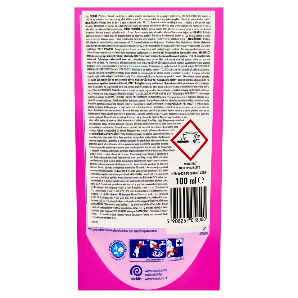 obrázok 1 z Vanish Oxi Action Gél na odstránenie škvŕn 100 ml