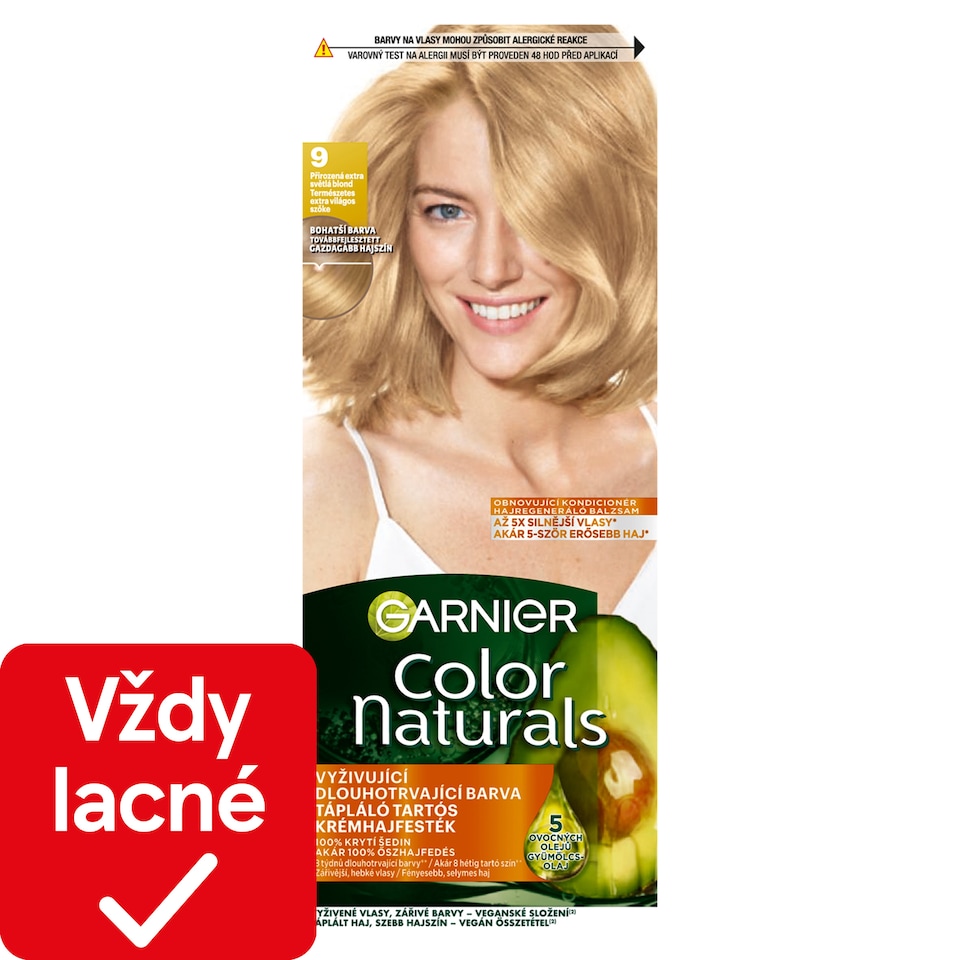 Garnier Color Naturals permanentná farba na vlasy 9 Prirodzená extra svetlá blond, 60 +40 +12 ml