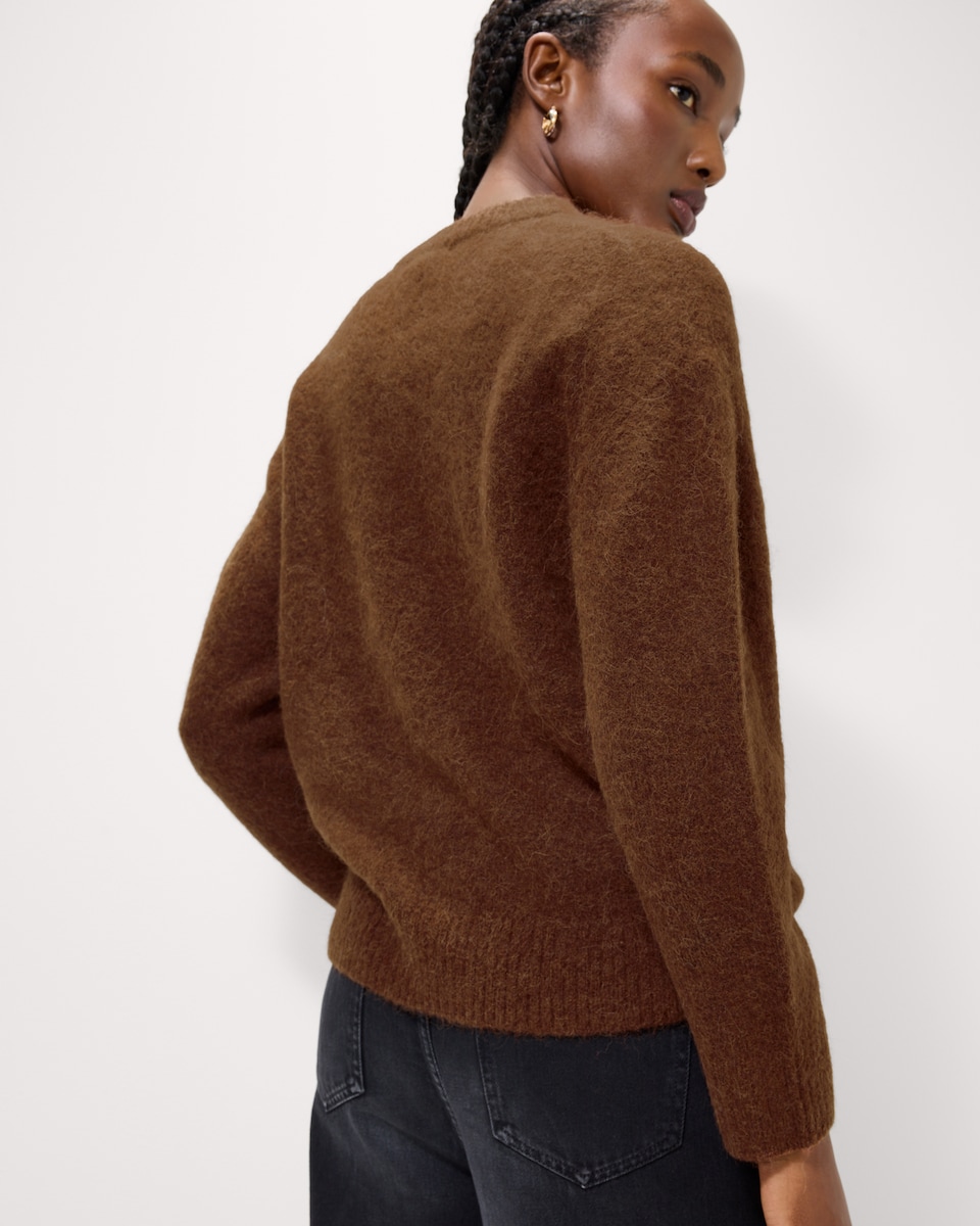 image 1 of F&F Alpaca Wool Blend Crew Neck Jumper in Brown