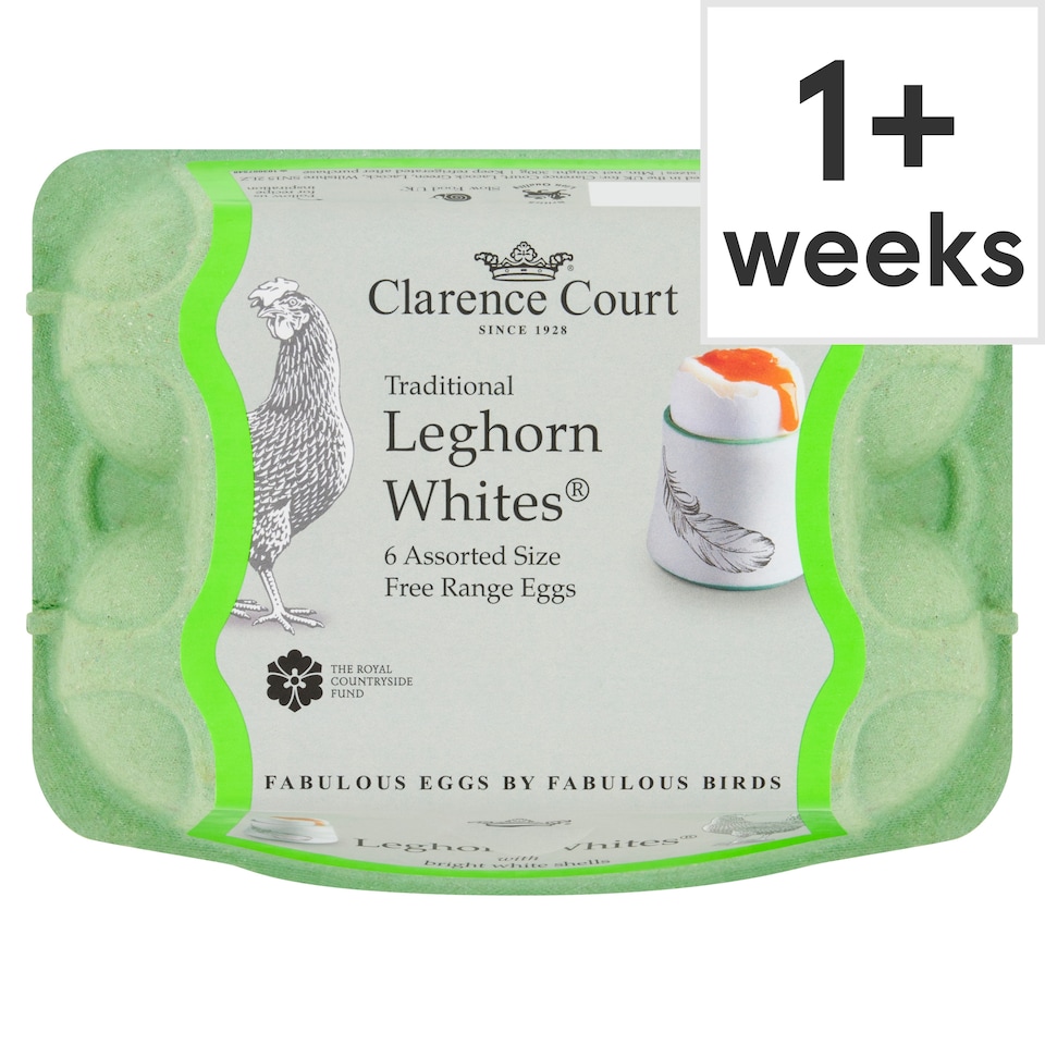 Clarence Court Traditional Leghorn Whites Free Range Eggs 6 Pack