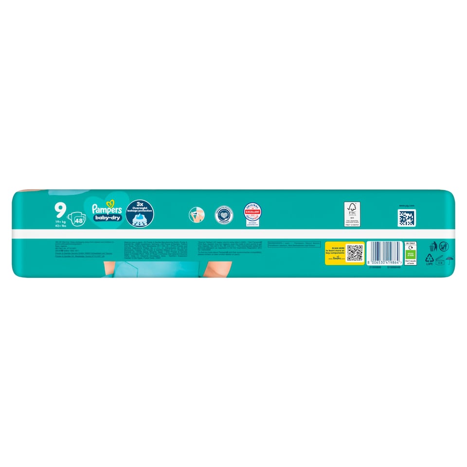 image 1 of Pampers Baby Dry Taped Size 9 Jumbo Pack 48 Nappies