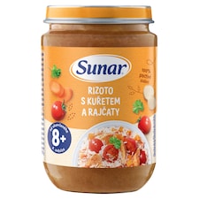 Sunar príkrm rizoto s kuraťom a paradajkami 8m +, 190 g