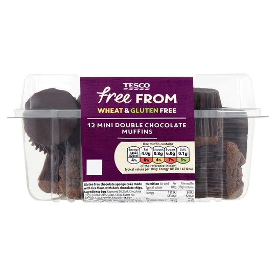 Tesco Free From Double Chocolate Mini Muffin 12 Pack Tesco Groceries
