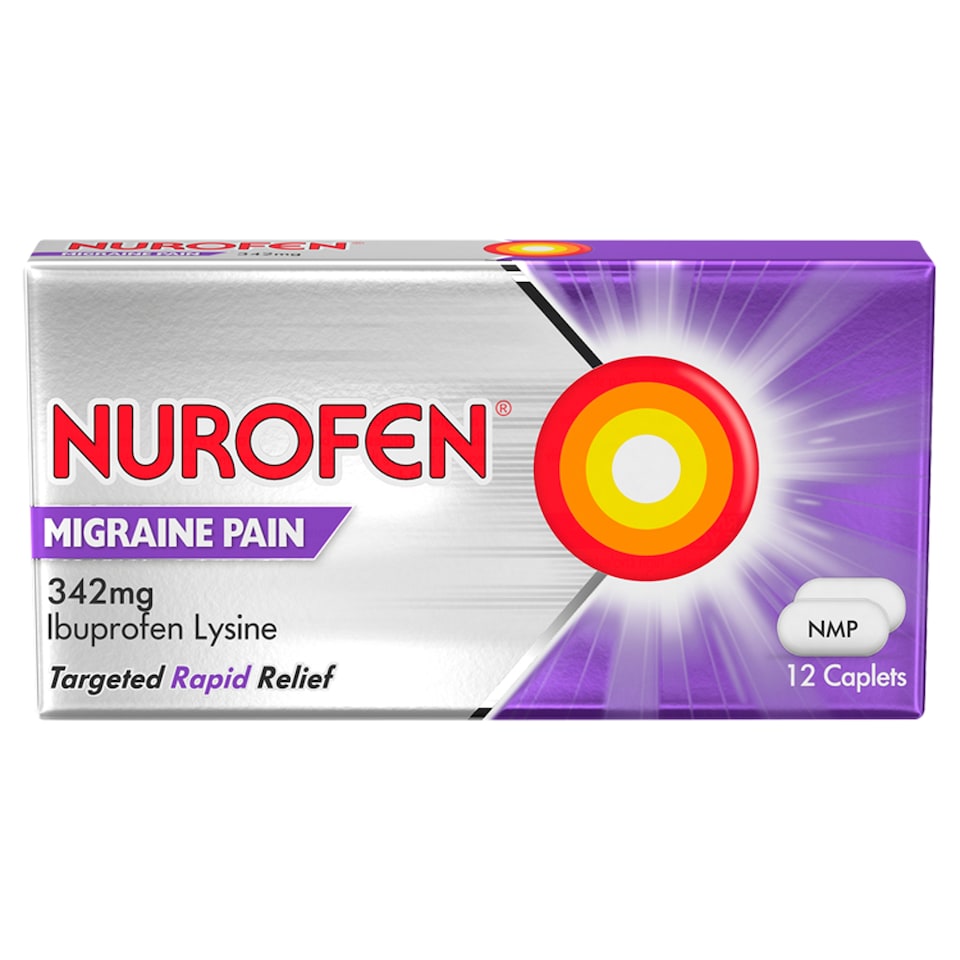 Nurofen Migraine Pain Relief Caplets - Ibuprofen Lysine 342mg 12s