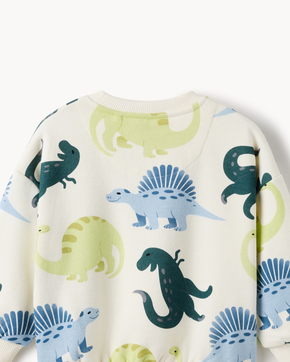 image 1 of F&F Boys Cotton Rich Dinosaur Sweatshirt in Multi
