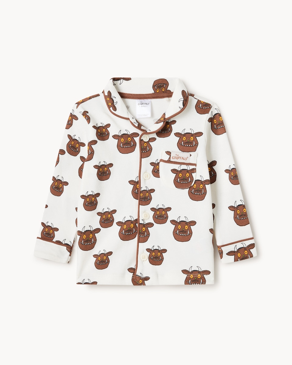 image 1 of Gruffalo Dressing Gown and Revere Pyjama Set in White