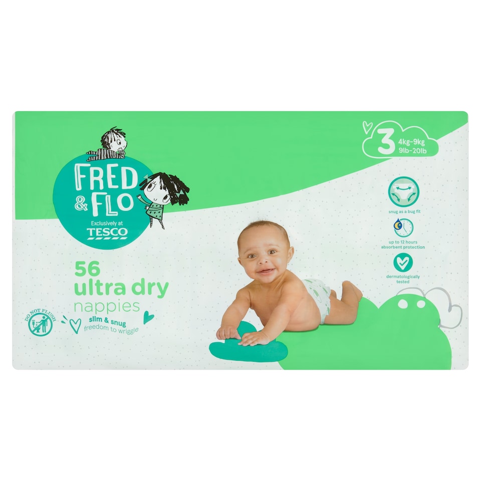 Fred & Flo 56 Ultra Dry Nappies Size 3