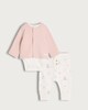 image 1 of F&F Baby 3-Piece Cotton Rich Cardigan, Bodysuit and Legging Set in Multi Pink