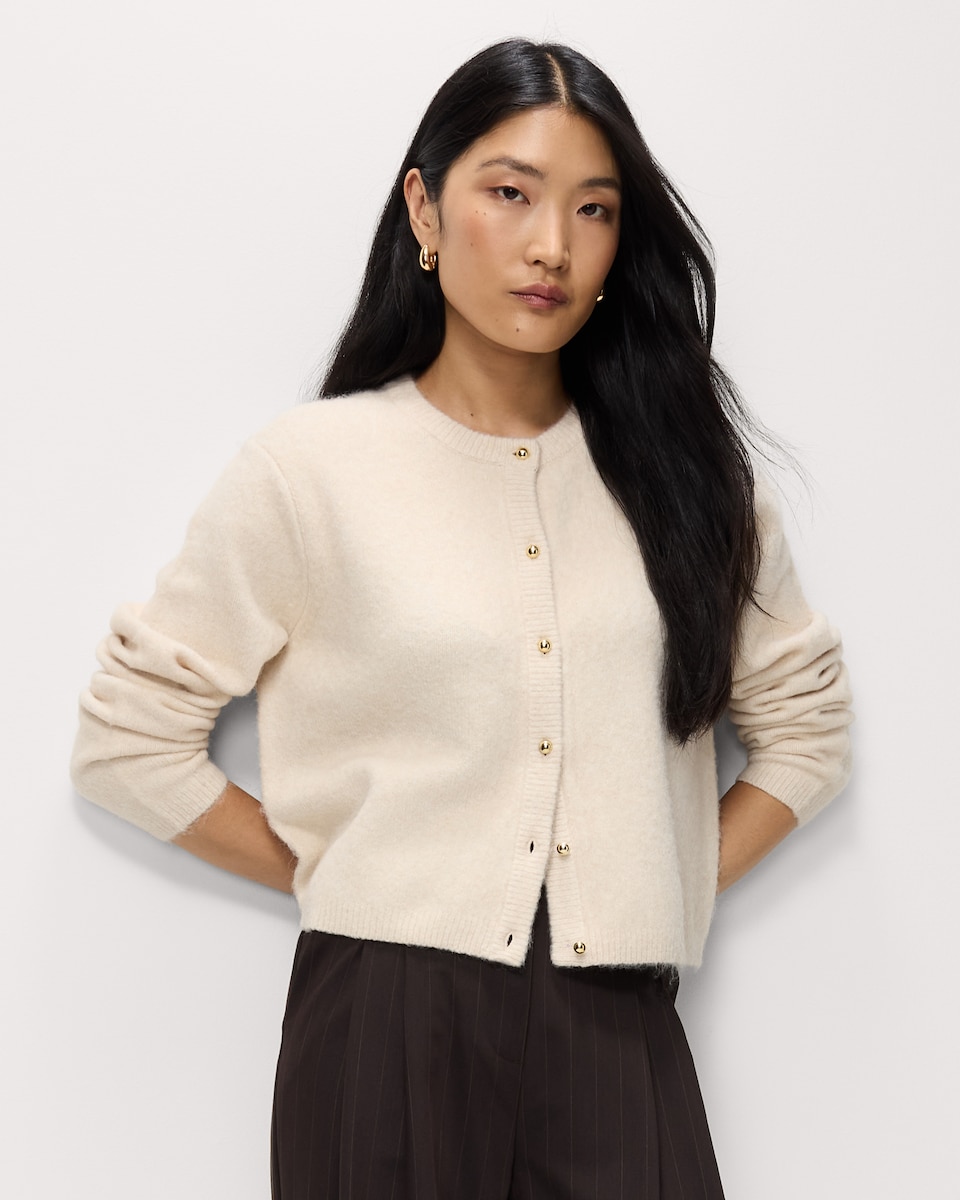 image 1 of F&F Crew Neck Cardigan in Neutral