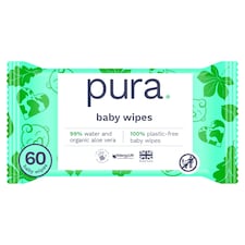 Pura Plastic Free Baby Wipes 60pk