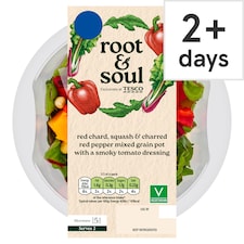 Root & Soul Red Chard, charred peppers and squash, chick peas and brown rice 260g