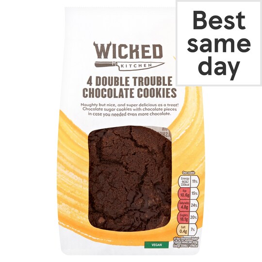 Wicked Kitchen 4 Double Trouble Chocolate Cookies Tesco Groceries