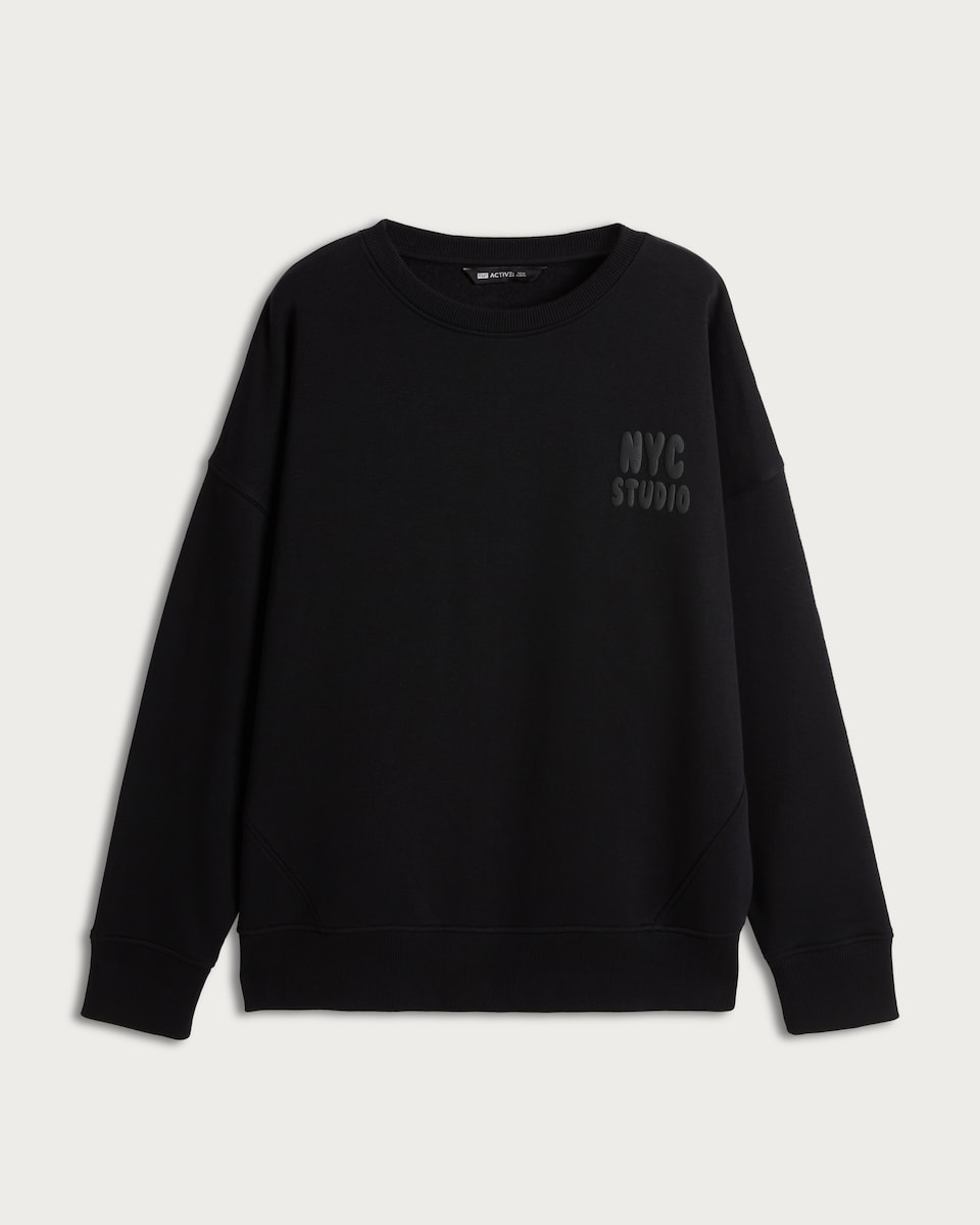 image 1 of F&F Active Cotton Rich NYC Studio Slogan Sweatshirt in Purple