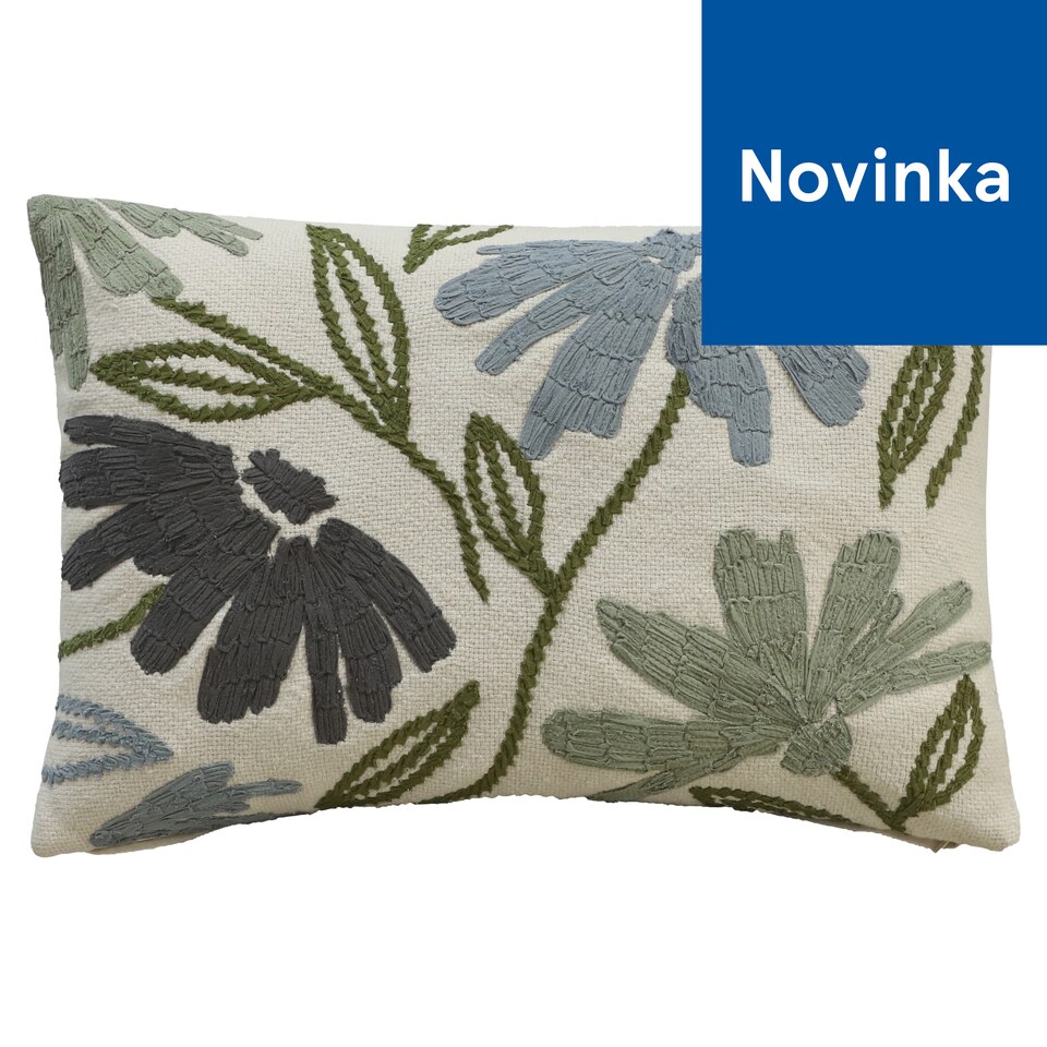 F&F Home Blue Floral Stitched Rectangle Cushion 40 x 60 cm