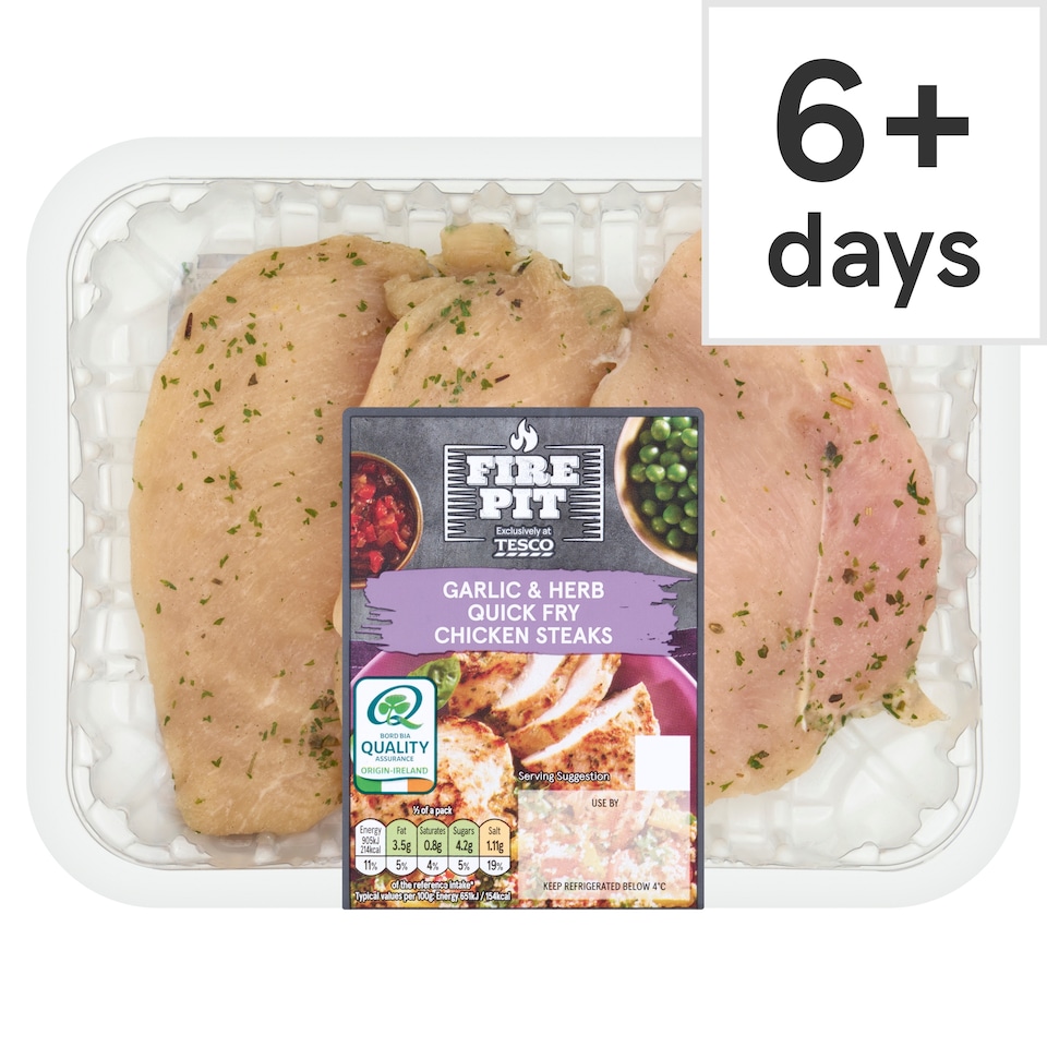 Tesco Fire Pit Garlic & Herb Quick Fry Chicken Steaks 320g