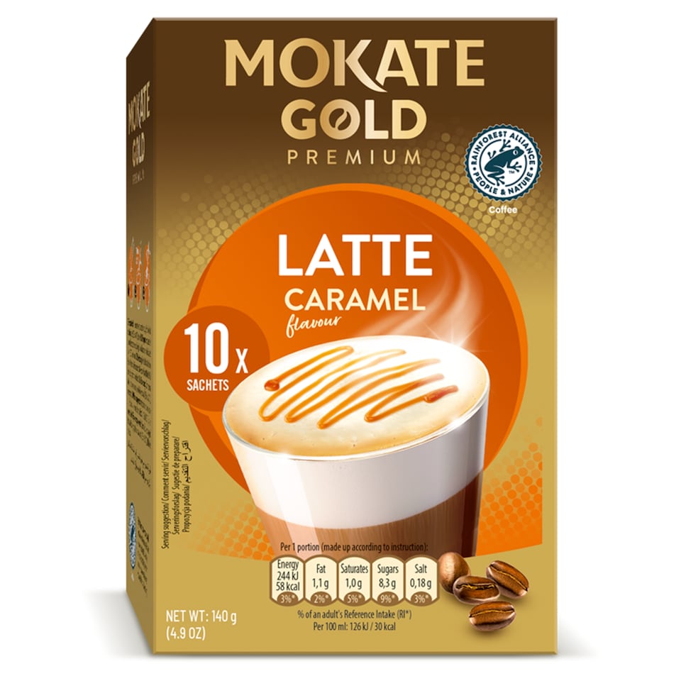 Mokate Gold Latte Caramel 10 Sachets 140G