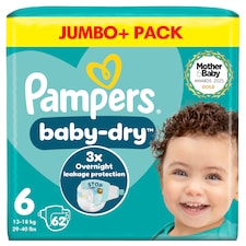 Pampers Baby Dry 6 Jumbo+ 62 Nappies
