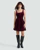 image 1 of F&F Velour Sleeveless Skater Dress in Burgundy