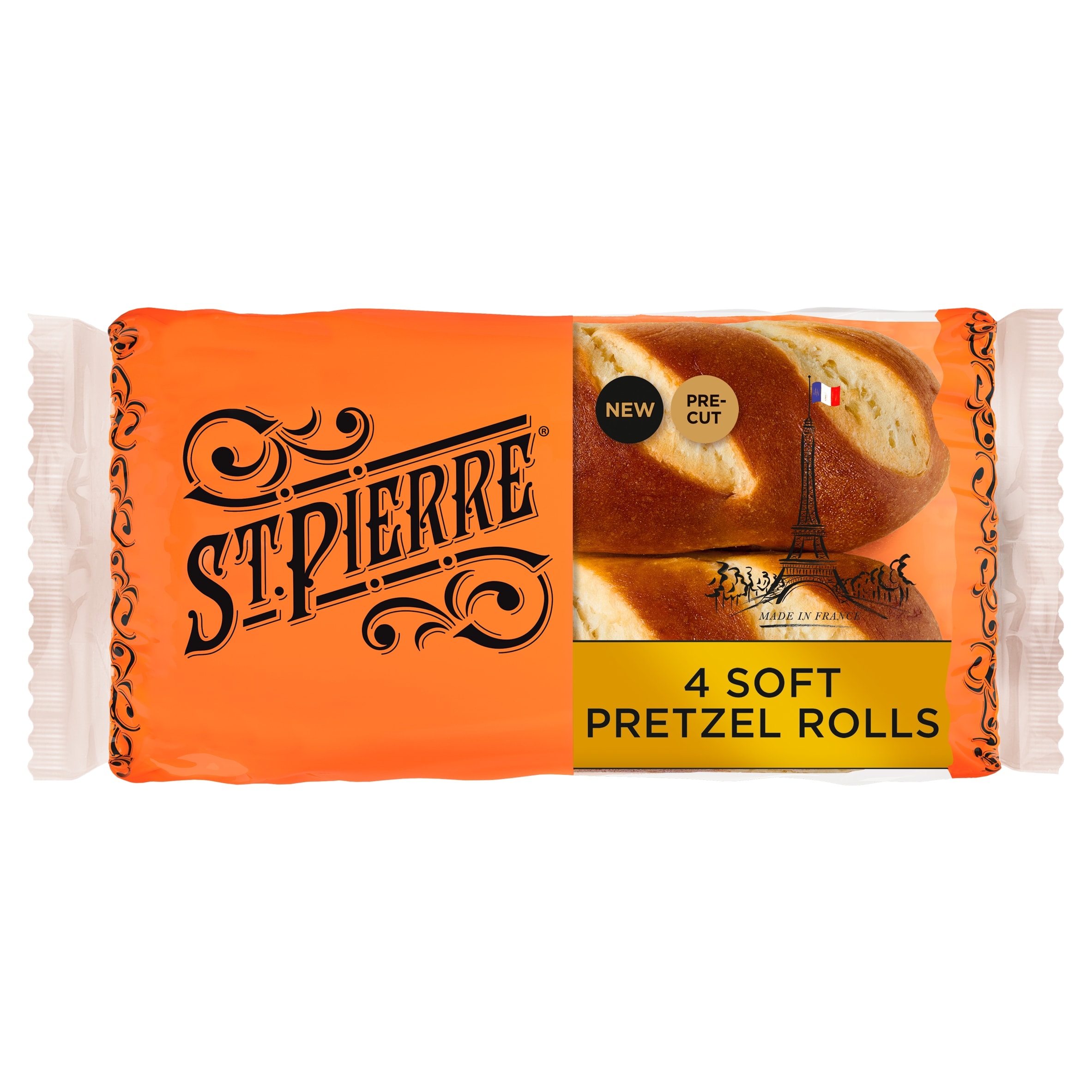 St Pierre 4 Soft Pretzel Sandwich Rolls