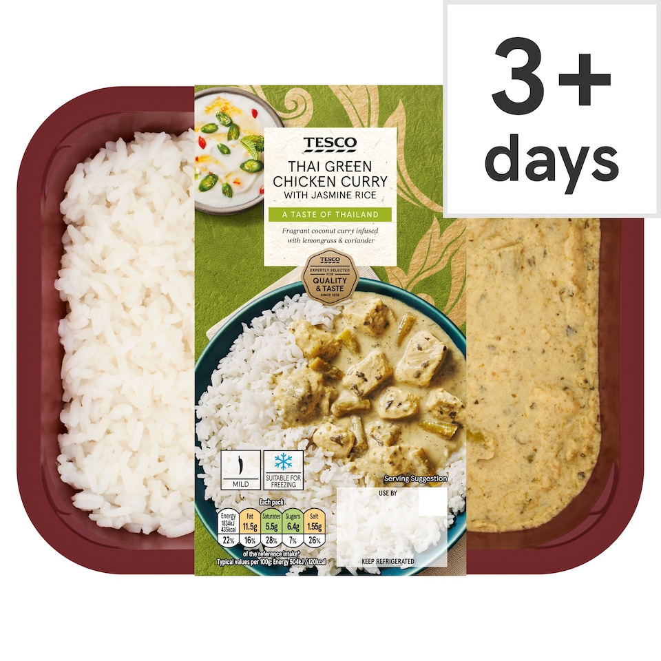 Tesco Thai Green Chicken Curry & Jasmine Rice 400G