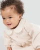 image 2 of F&F Baby Cotton Rich Floral Embroidered Peter Pan Collar Dress in Cream