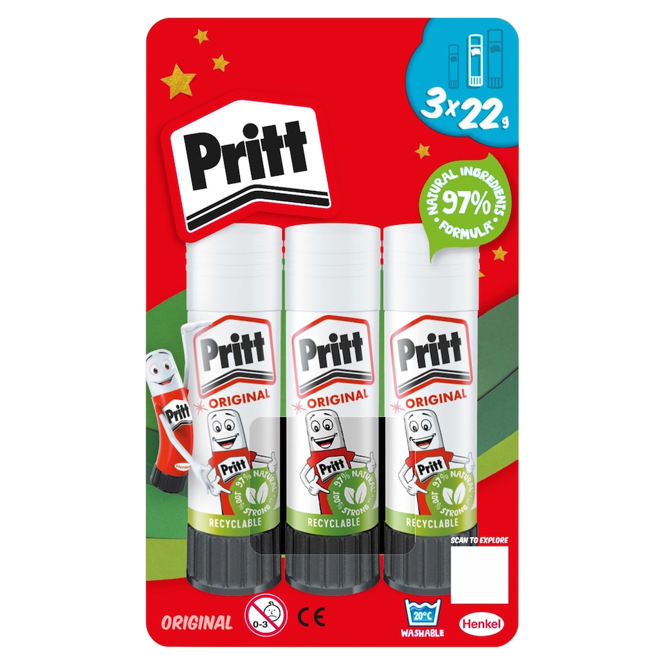 Pritt Stick Glue 22G Stationery 3 Pack