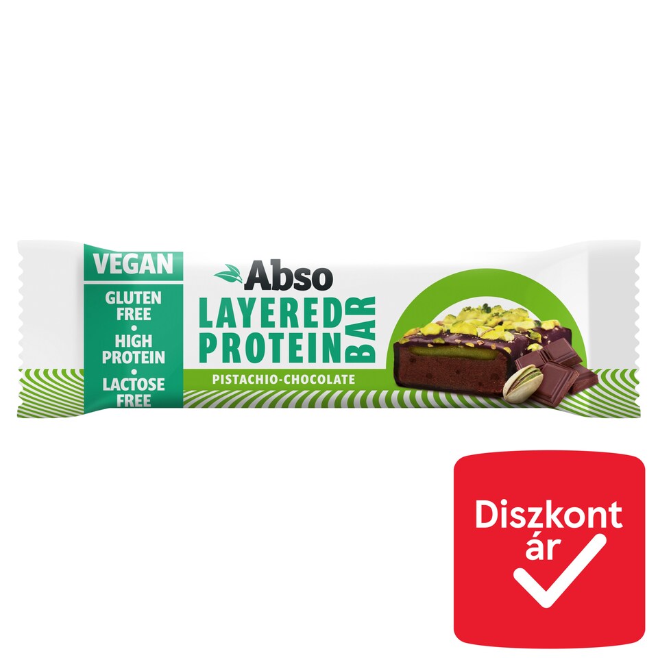 Abso Gluten-Free Pistachio-Chocolate Flavored Protein-Rich Bar with Cocoa Coating 50 g