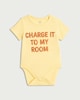 image 1 of F&F Baby Cotton Rich Put It On My Tab Slogan Bodysuit in Yellow