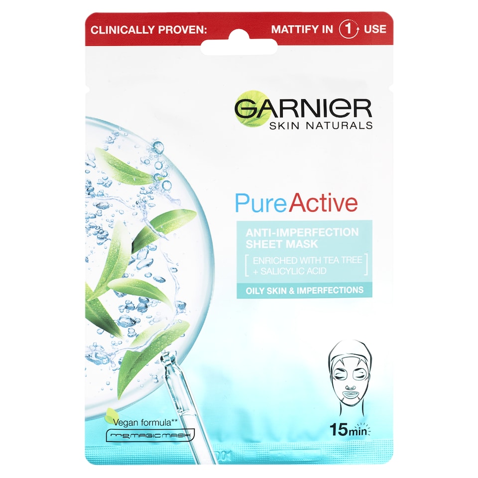 Garnier Skin Naturals Pure Active textilmaszk, 28 g