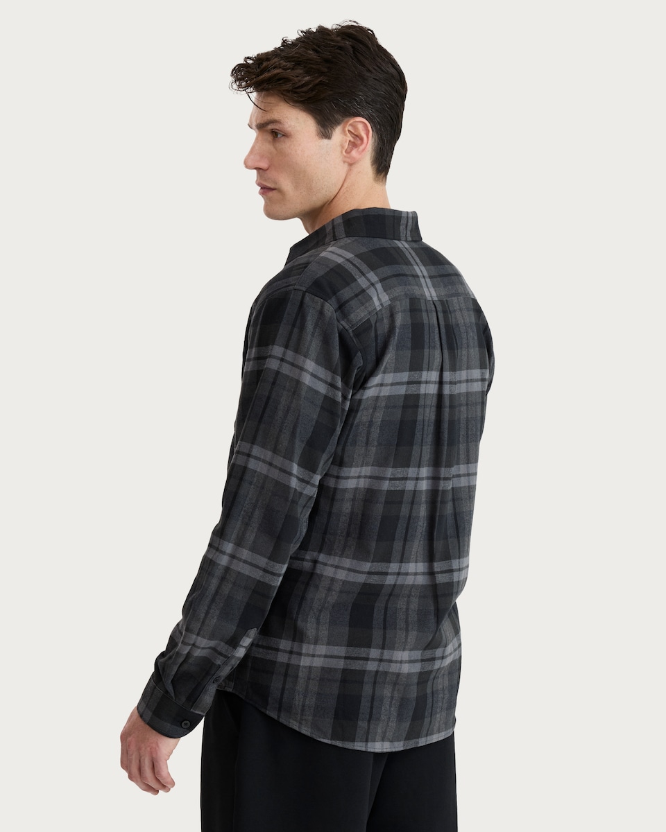image 1 of F&F Pure Cotton Check Print Long Sleeved Shirt in Black