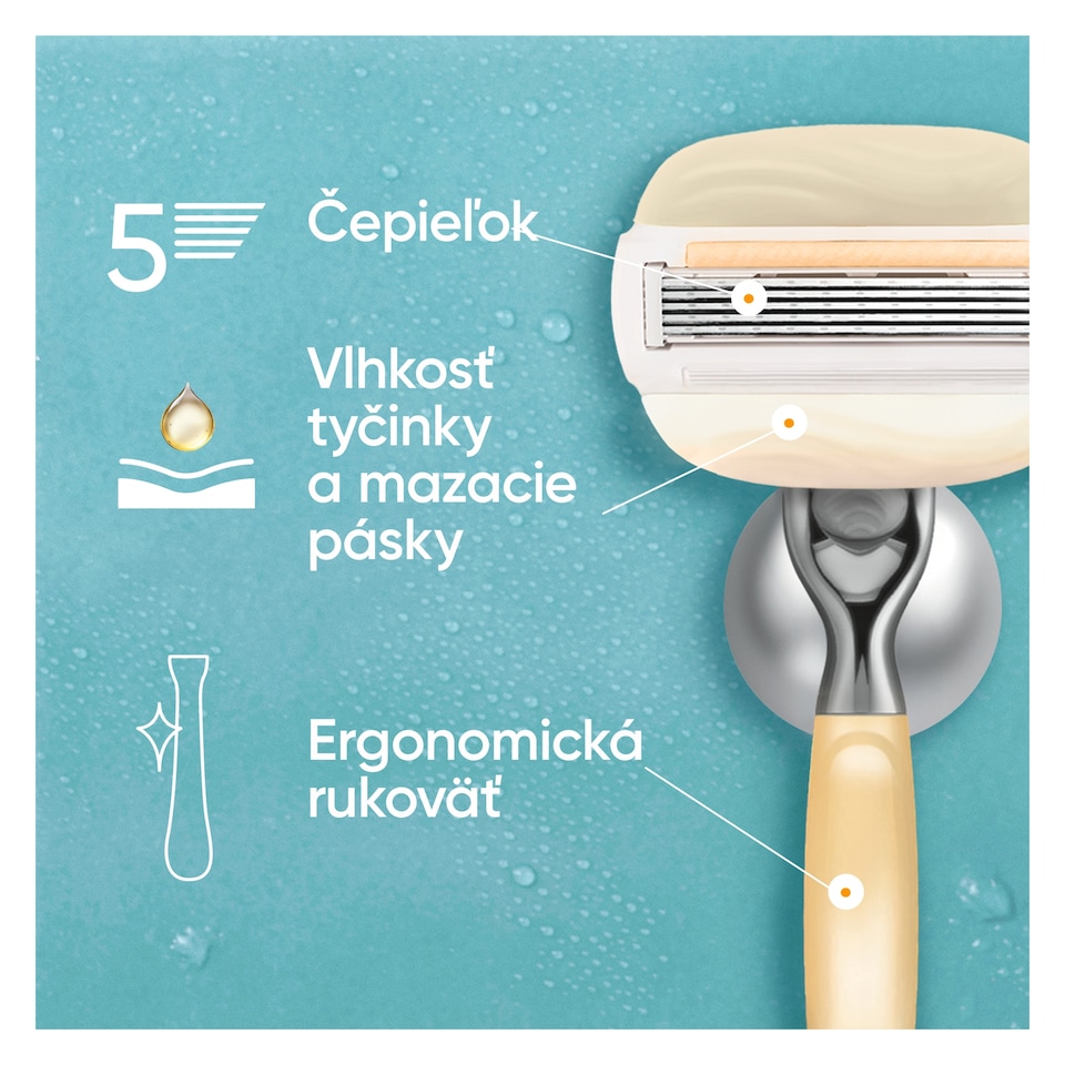 obrázok 1 z Gillette Venus Comfort Glow s Arganového Oleja Dámsky Holiaci strojček, 3 Náhradné Holiace Hlavice