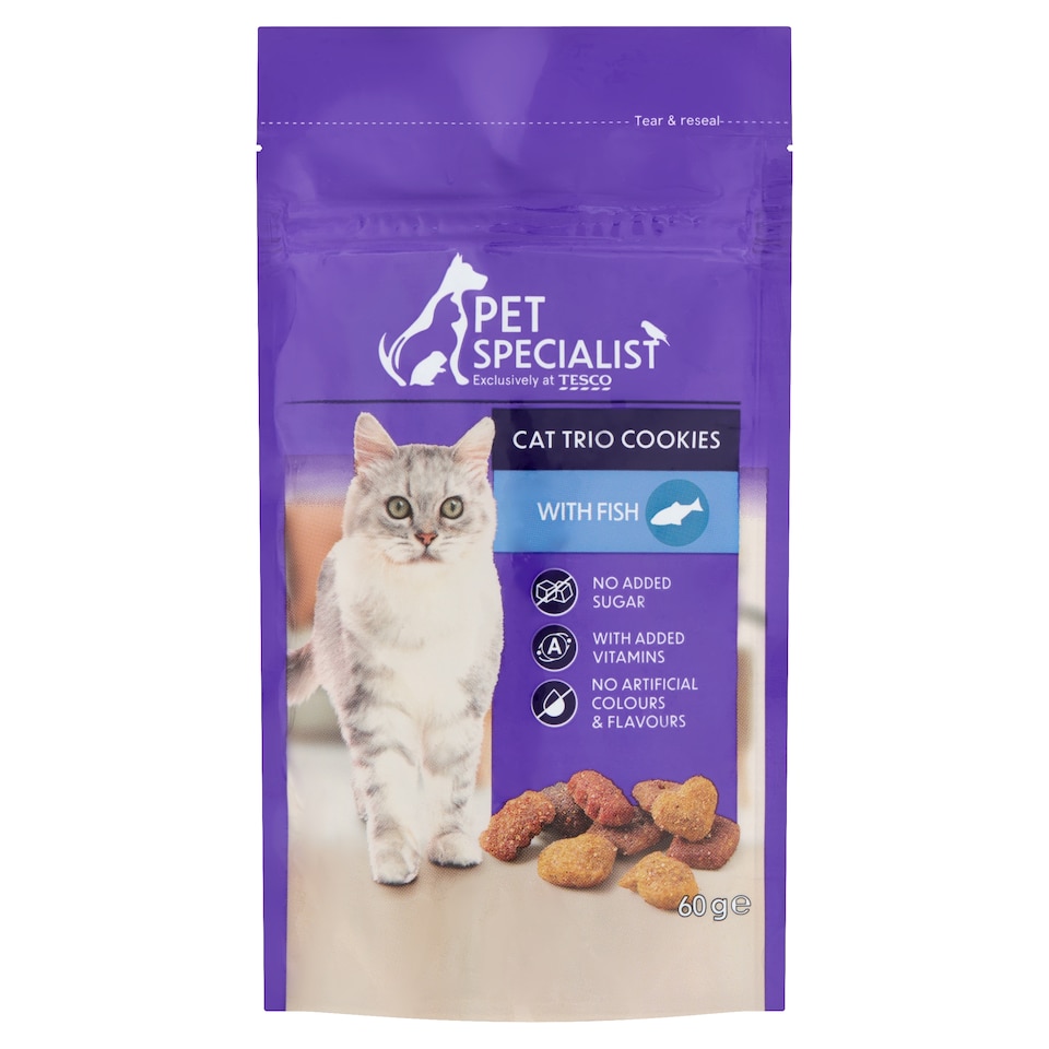 Pet Specialist jutalomfalat lazaccal, pisztránggal és alaszkai tőkehallal felnőtt macskáknak 60 g 