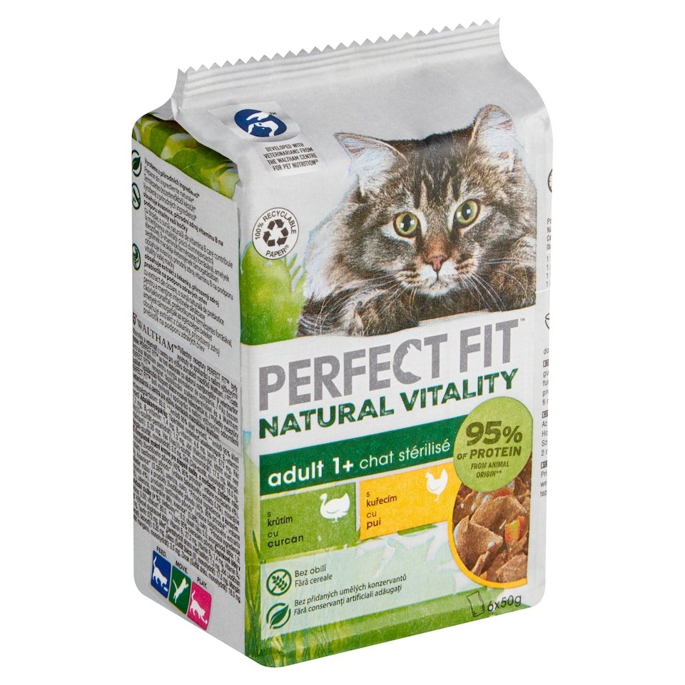 Obrázek 1 pro produkt Perfect Fit Natural Vitality Adult 1+ s krůtím a kuřecím 6 x 50g (300g)