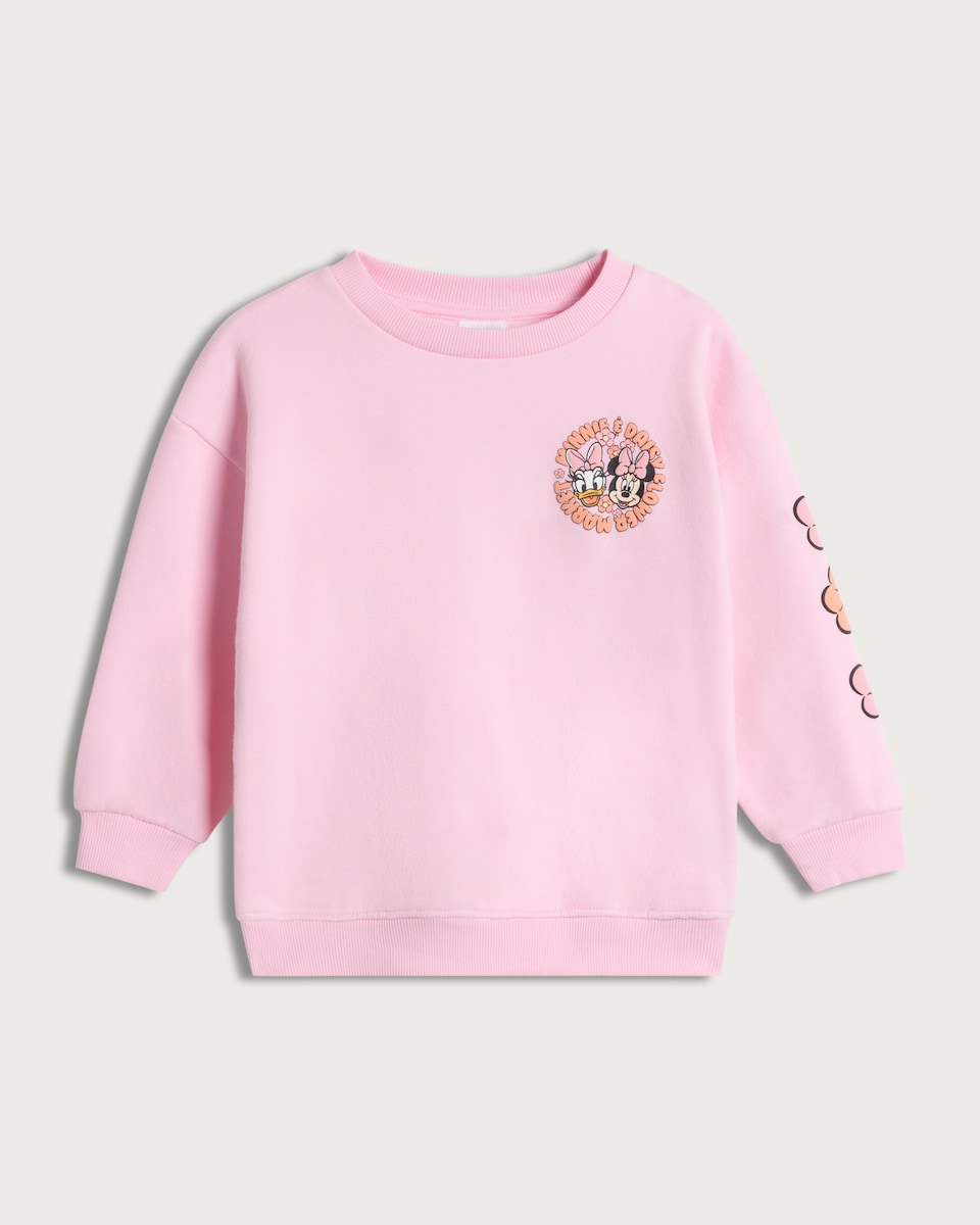 image 1 of Disney Minnie & Daisy Cotton Rich Sweatshirt in Pink